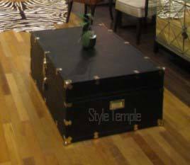 Admiral Leather Coffee Table Trunk, Leather Trunk Side Table